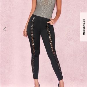 House of CB- Black Satin Lace up Trousers